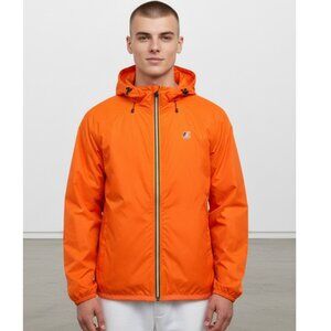 K‑Way Le Vrai 3.0 Orange Hooded Waterproof Windbreaker Rain Jacket Men's L